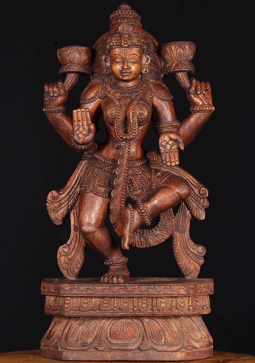 Lakshmi Wood Sculpture 24"